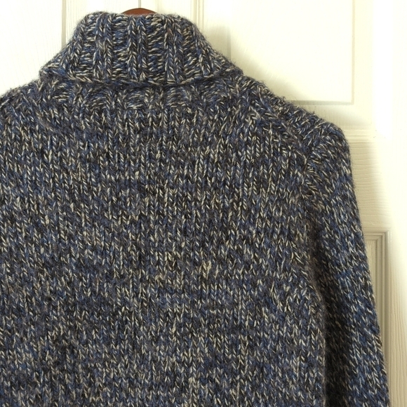Gap Y2K Vintage Chunky Wool Blend Marled Knit Turtleneck Sweater Blue Black M - Picture 10 of 10